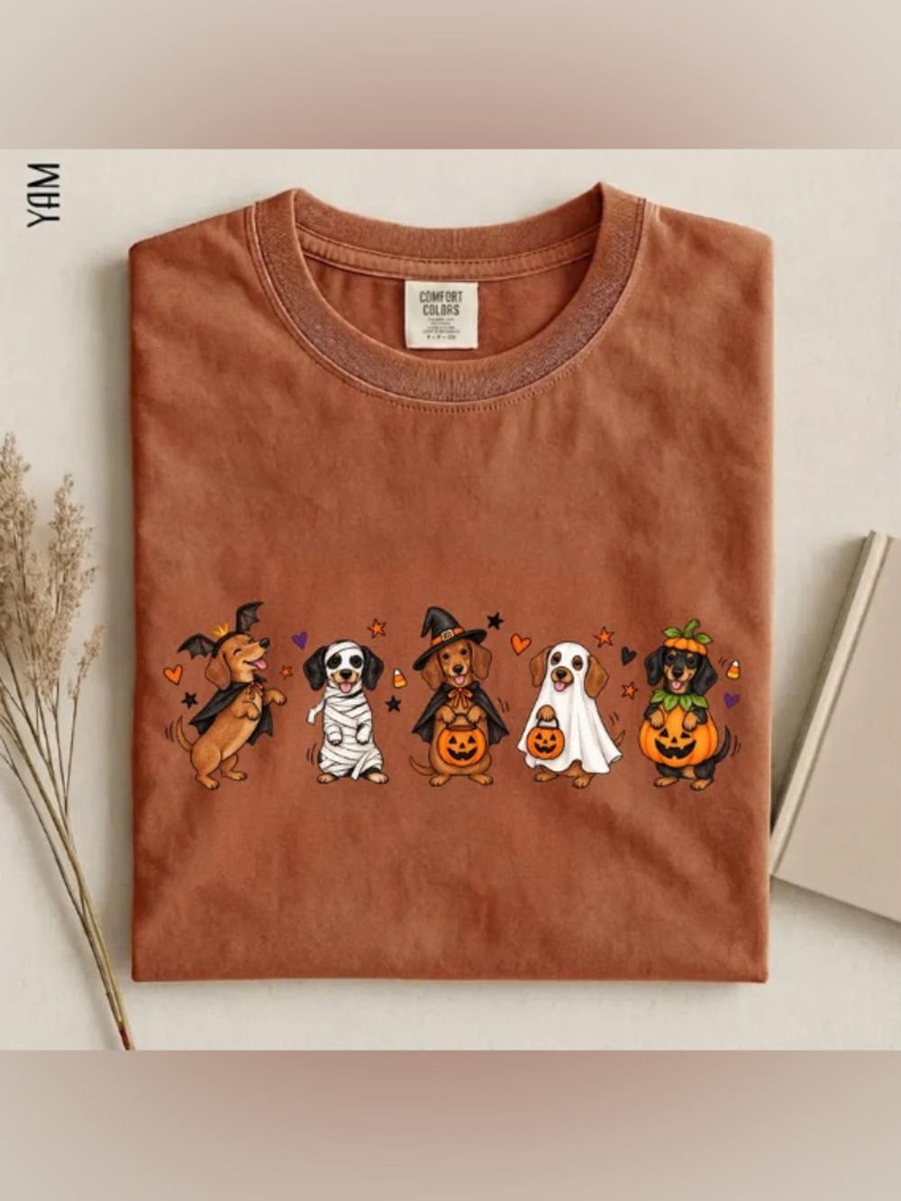 Halloween Dachshund Comfort Colors Shirt, Cute Dog Costume Graphic Tee